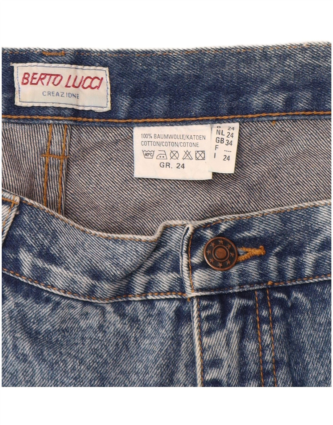 Shorts jeans feminino BERTO LUCCI W34 grande algodão azul