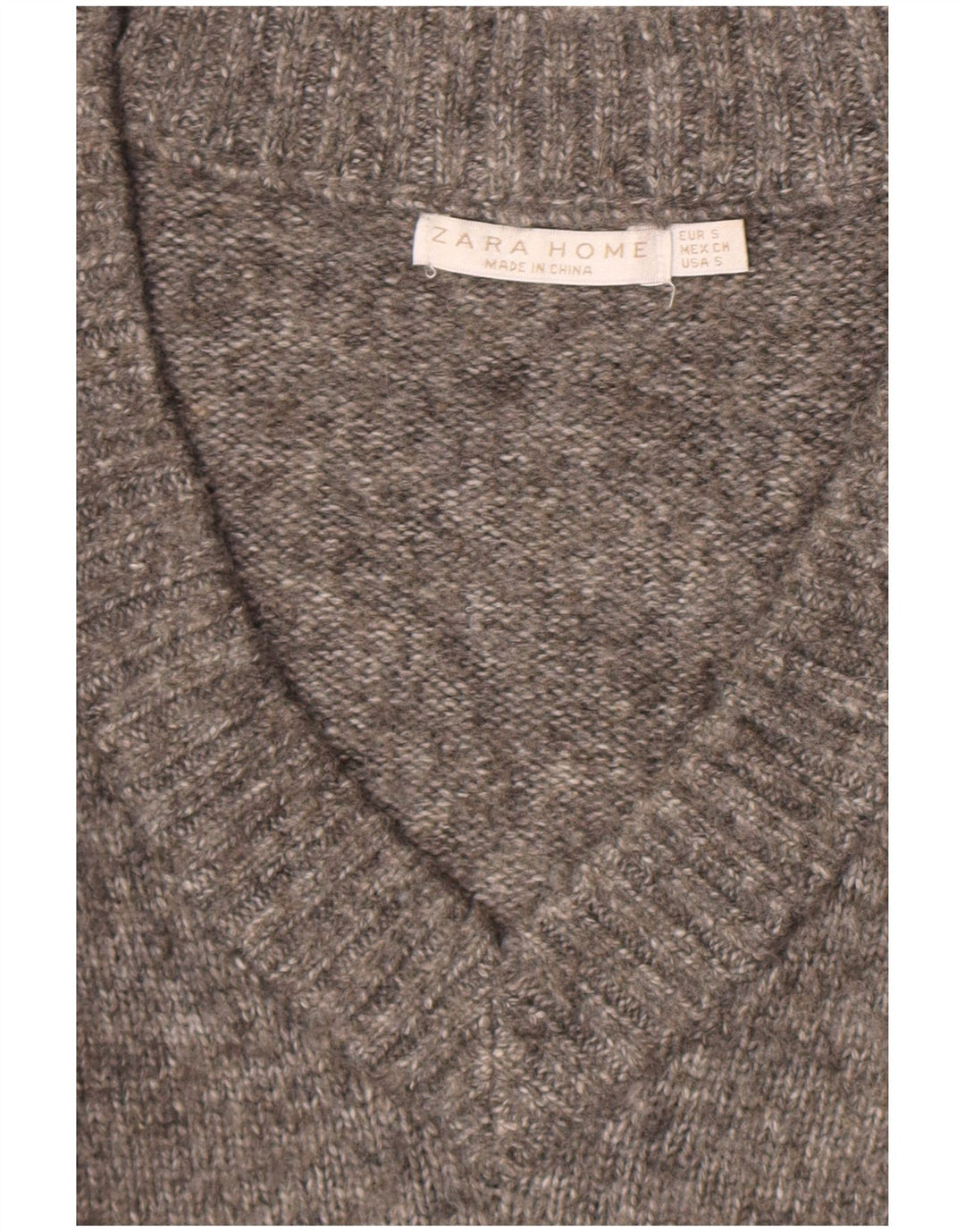 Zara Suéter feminino oversized com decote em V Reino Unido 10 pequeno cinza manchado