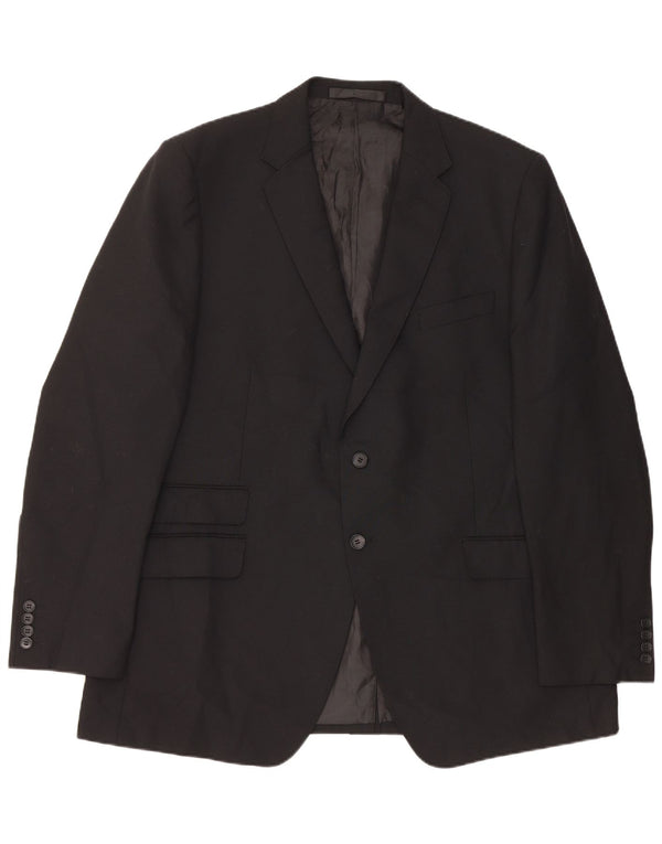 Jaqueta blazer masculina de 2 botões Marks & Spencer tamanho 46 XL preto poliéster