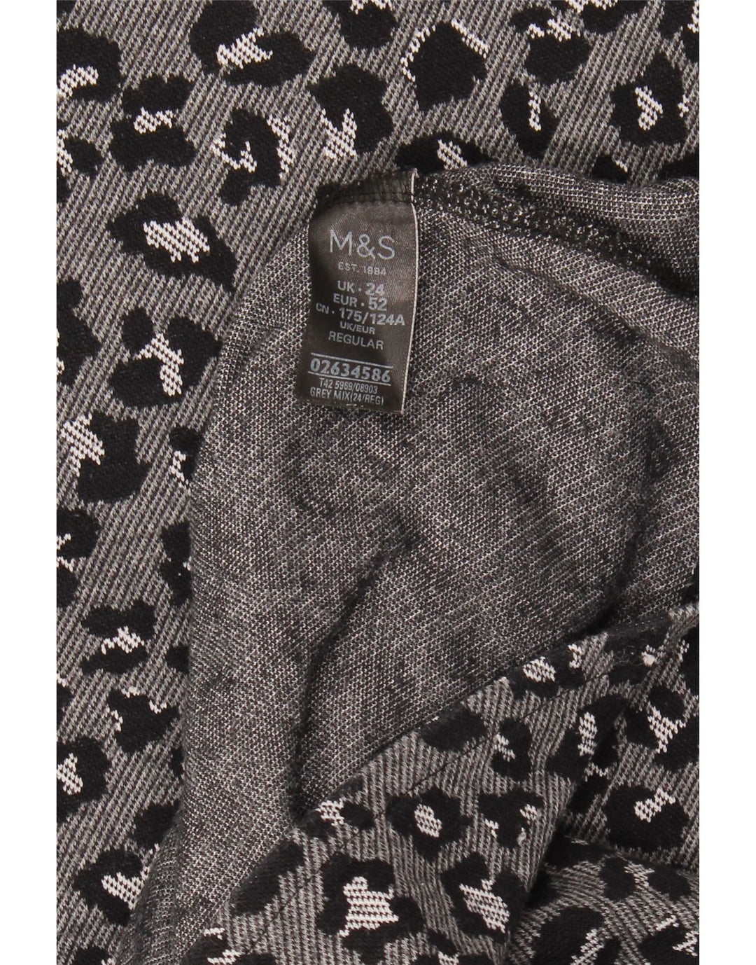 Vestido básico feminino MARKS & SPENCER UK 24 4XL cinza animal estampado algodão