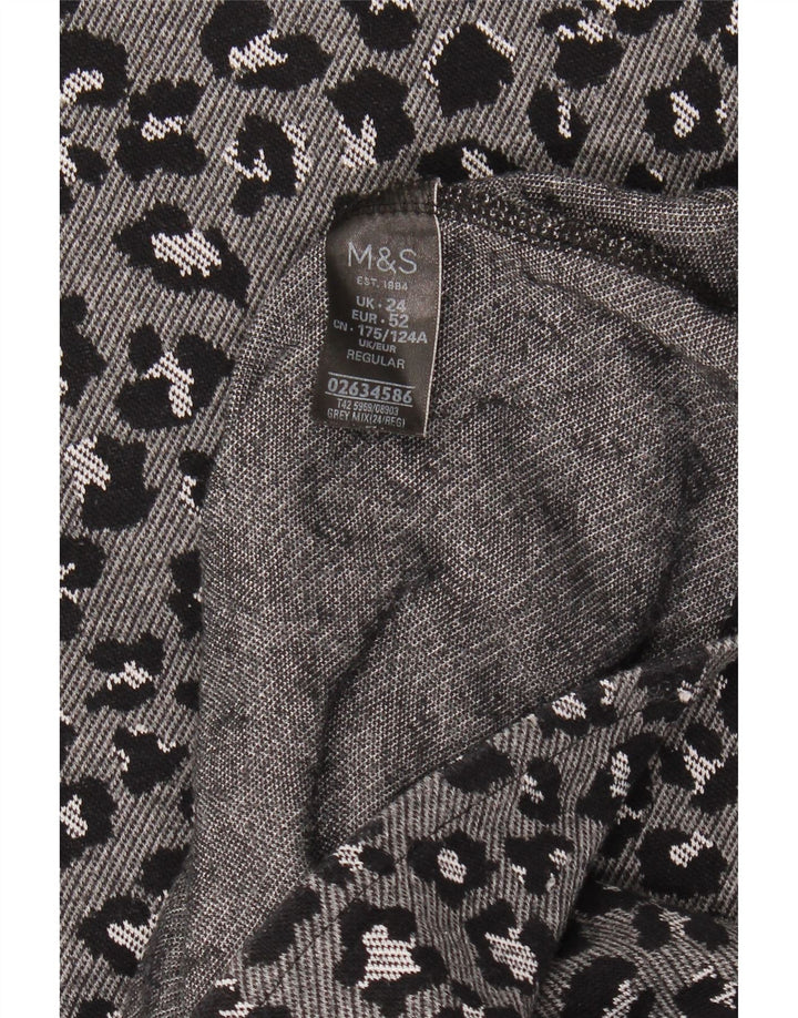 Vestido básico feminino MARKS & SPENCER UK 24 4XL cinza animal estampado algodão