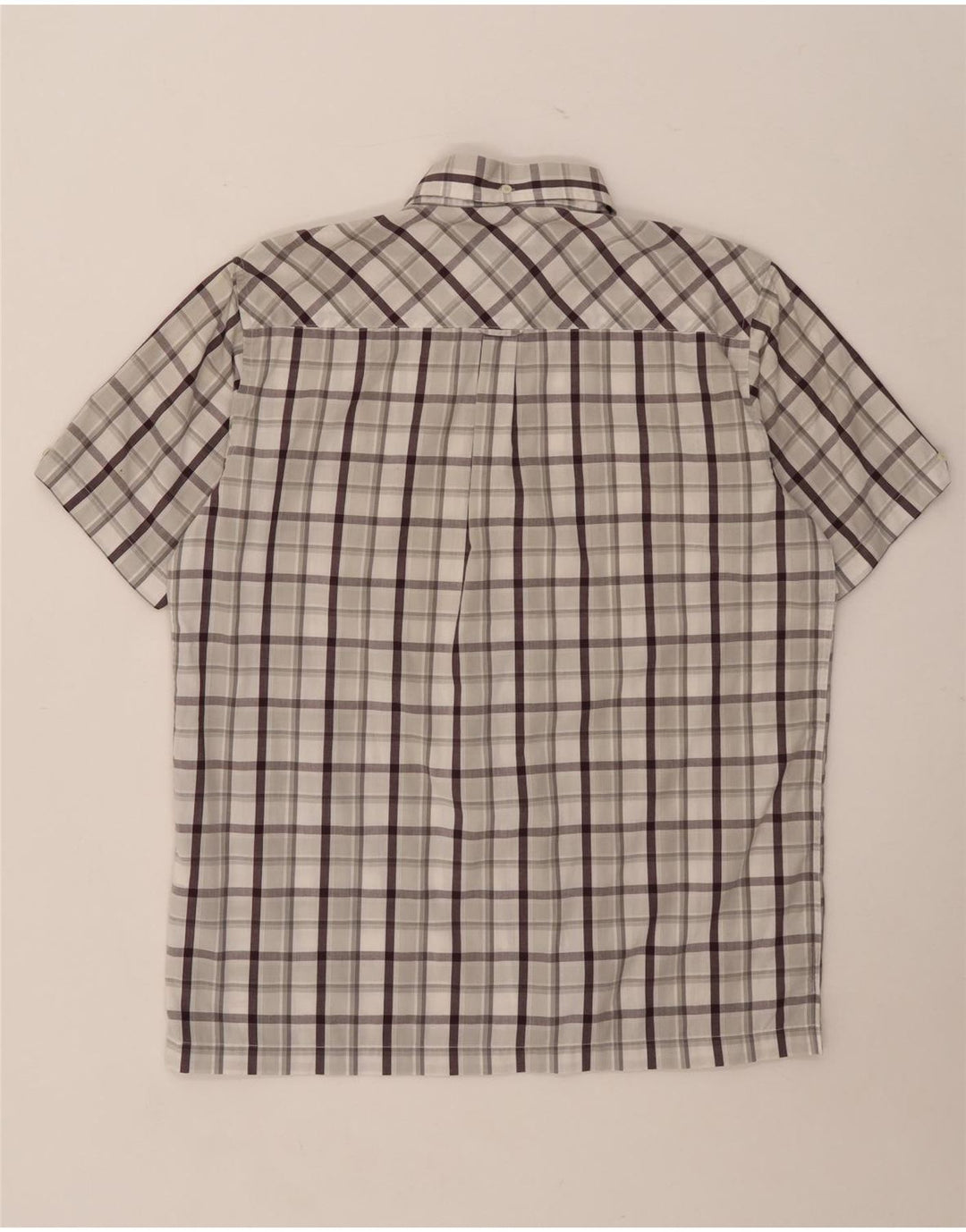 Camisa masculina de manga curta Ben Sherman algodão xadrez cinza médio