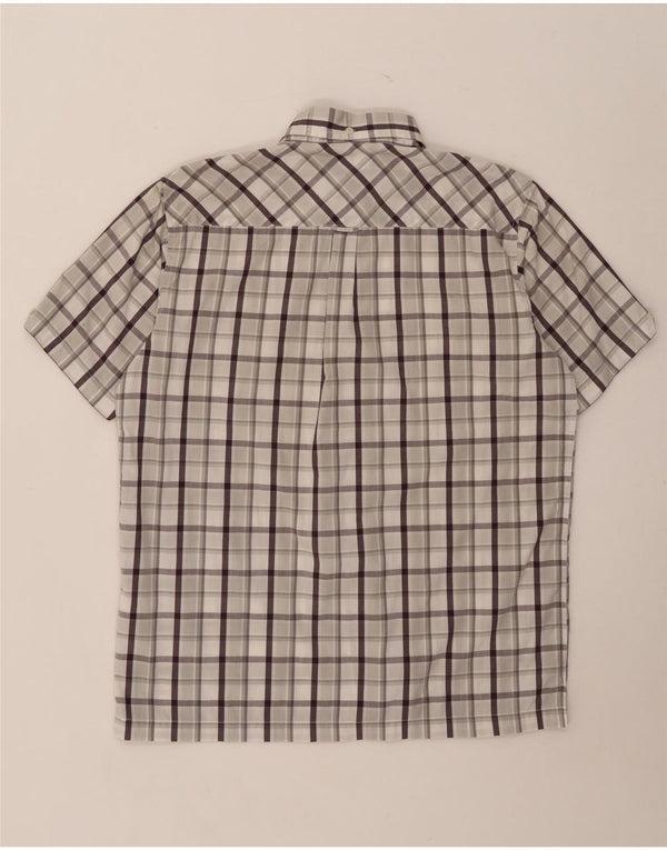 Camisa masculina de manga curta Ben Sherman algodão xadrez cinza médio
