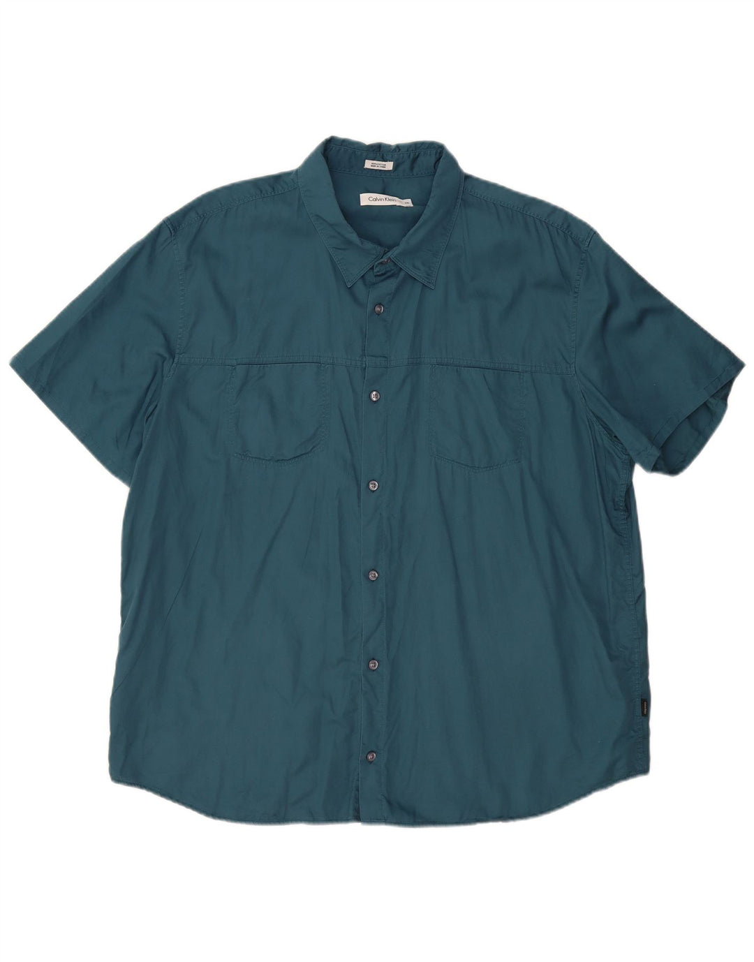CALVIN KLEIN Camisa masculina de manga curta 2XL algodão azul