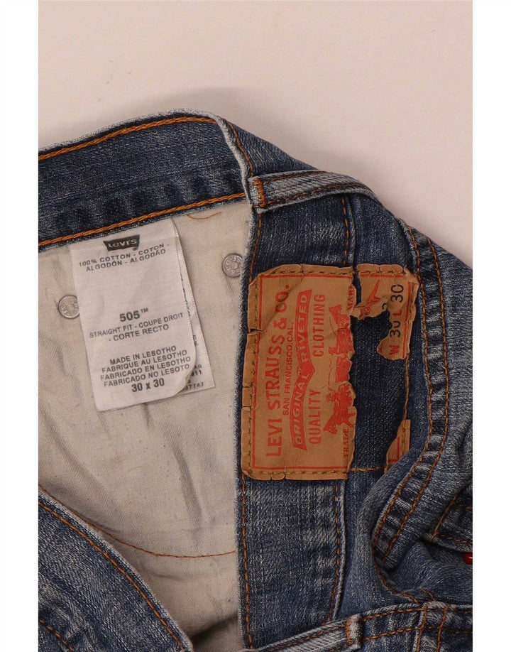 Levi's Masculino 505 Straight Jeans W30 L30 Azul Algodão