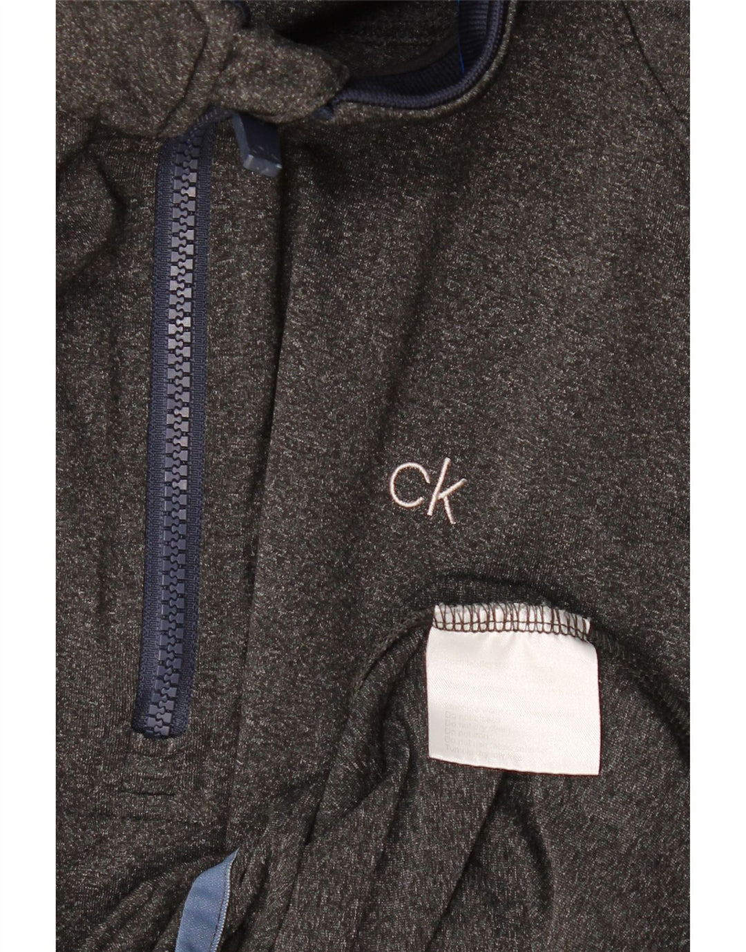 CALVIN KLEIN Mens Zip Neck Pulôver Treino Top XL Cinza Poliéster