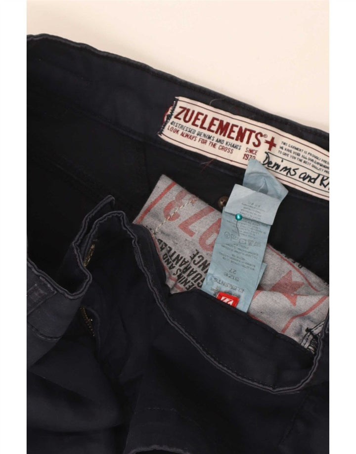 Zu Elements Shorts feminino casual W27 pequeno algodão azul marinho