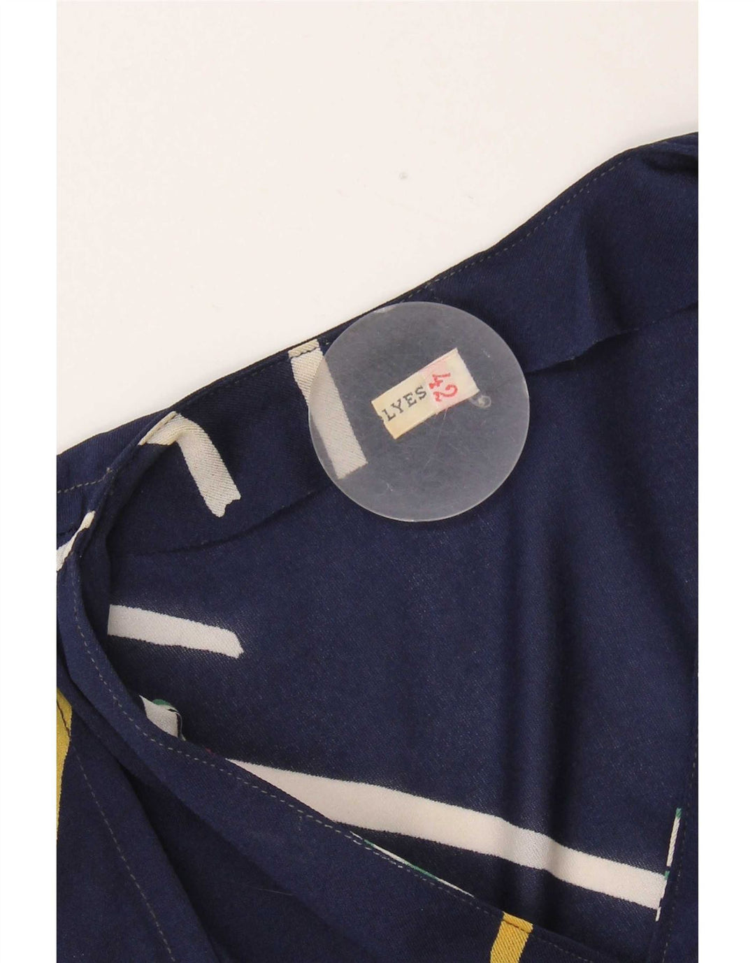 Vestido vintage feminino evasê IT 42 poliéster listrado azul marinho médio