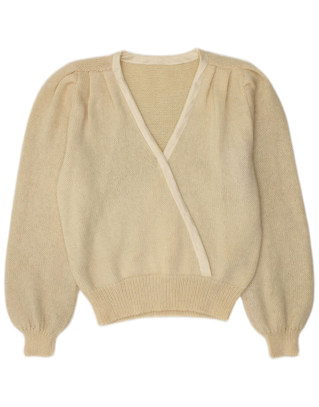 Suéter feminino vintage com decote em V Reino Unido 14 bege médio