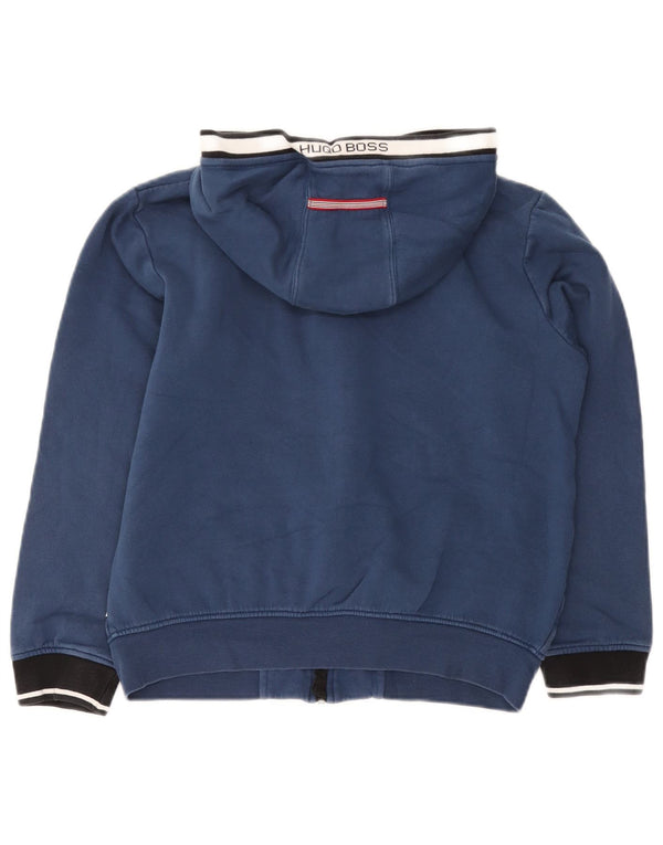 Suéter Hugo Boss Boys com capuz e zíper 13-14 anos pequeno bloco colorido azul marinho