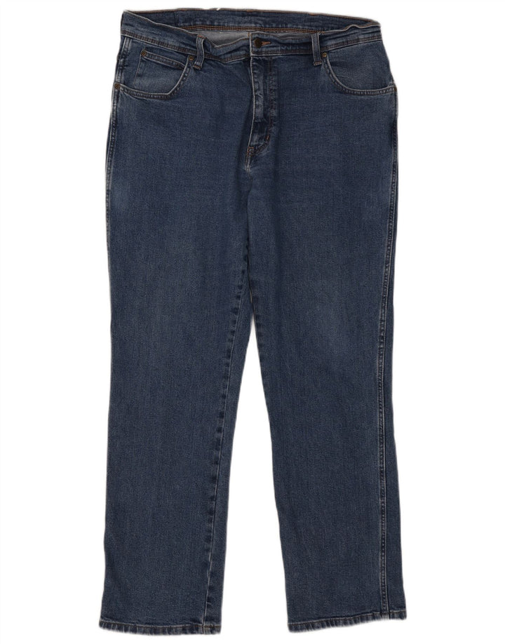Wrangler masculino regular fit jeans reto W38 L32 algodão azul
