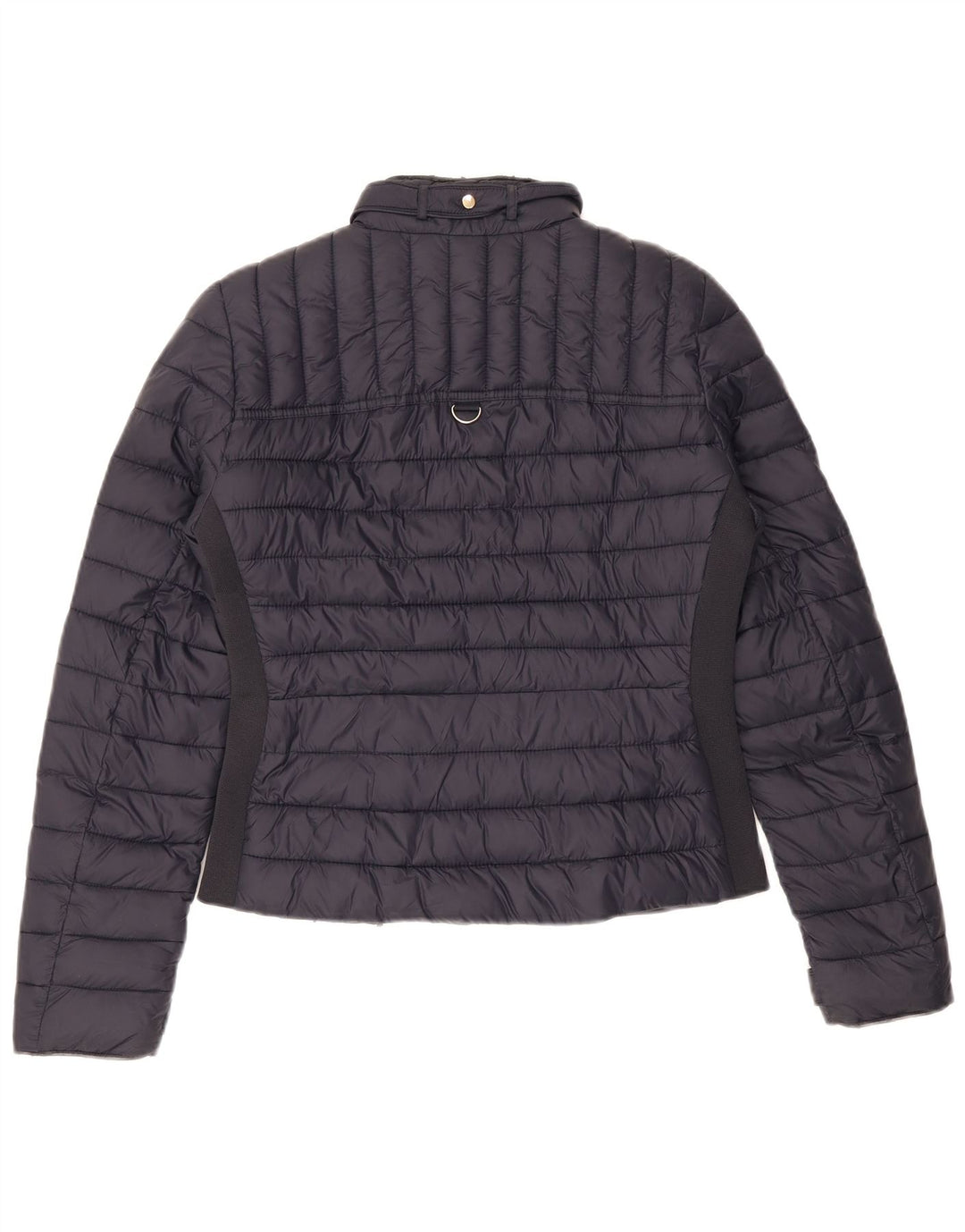 Jaqueta acolchoada feminina Zara UK 10 pequena azul marinho nylon