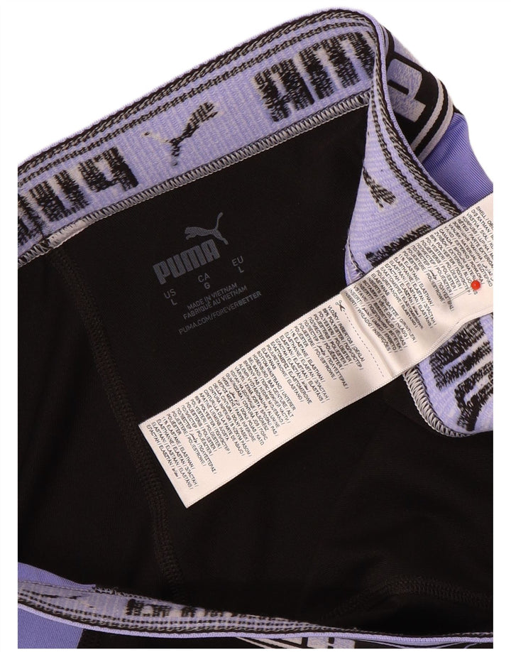 Puma Womens Graphic Leggings UK 16 Grande Preto Colorblock Poliéster