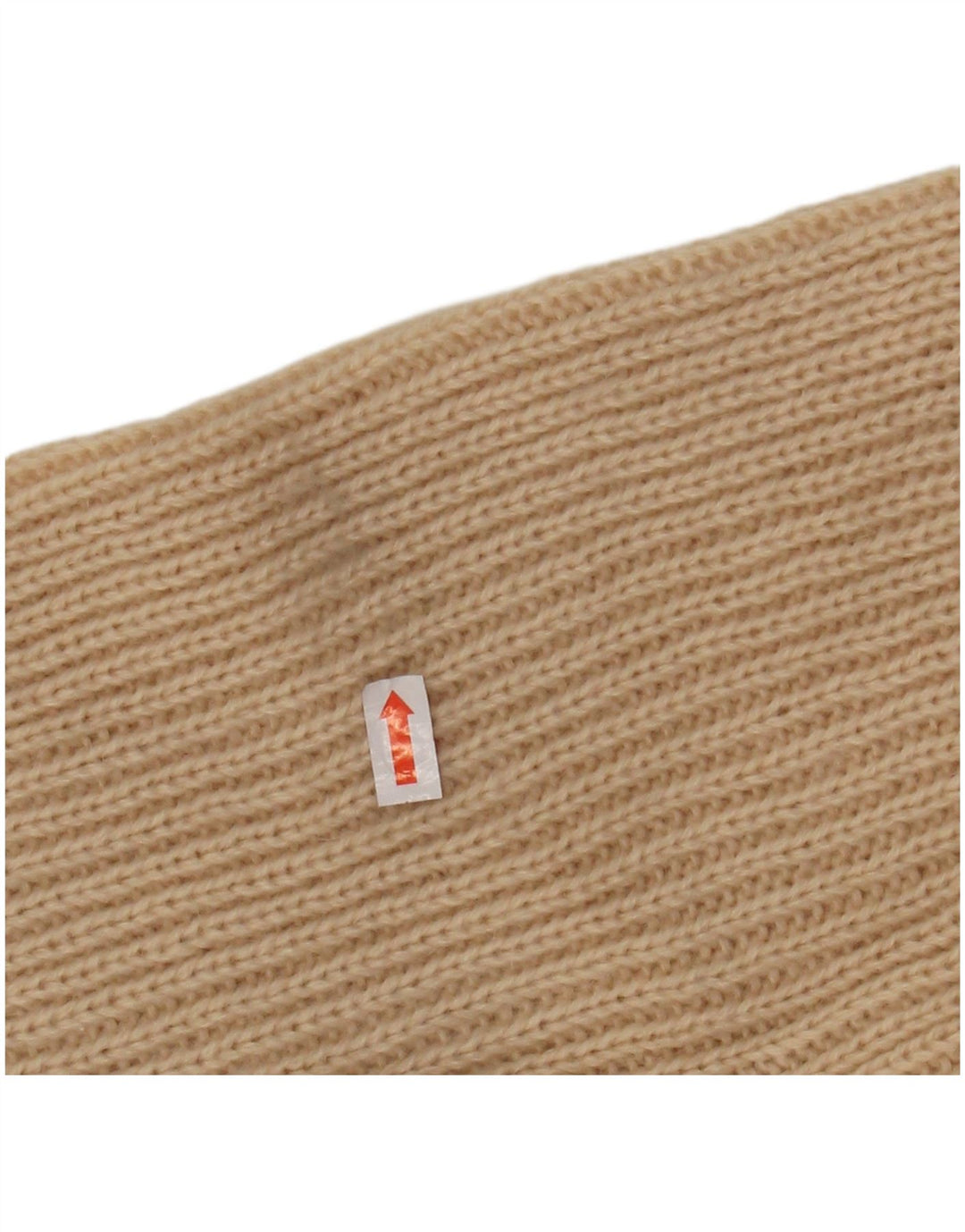 Suéter feminino VINTAGE com gola redonda Reino Unido 12 acrílico listrado bege médio