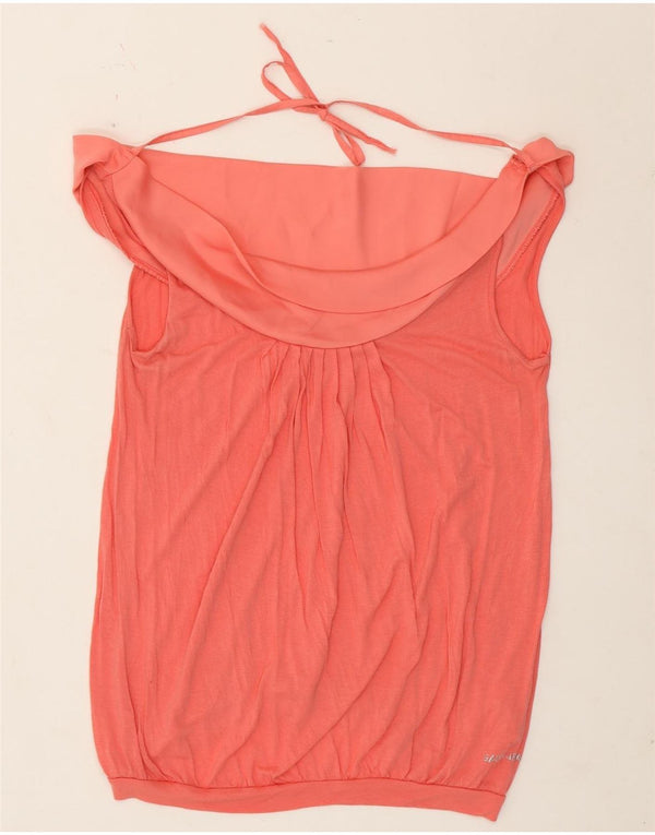 Top feminino Gaudi sem mangas com ombros de fora Reino Unido 8 viscose rosa pequena