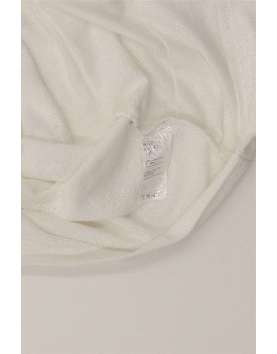 Camiseta feminina Topshop UK 12 poliéster branco médio