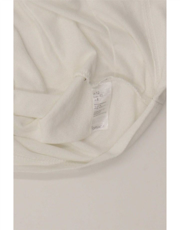 Camiseta feminina Topshop UK 12 poliéster branco médio