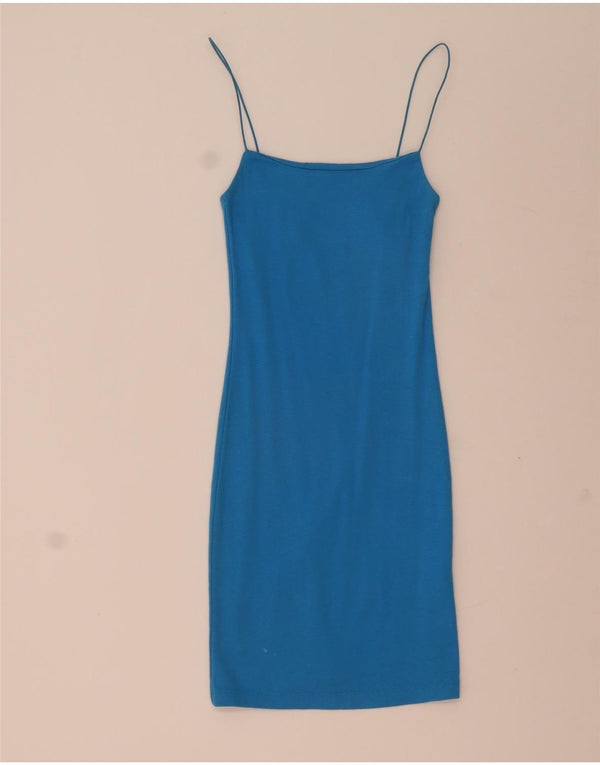 Vestido slip feminino Zara UK 8 pequeno algodão azul