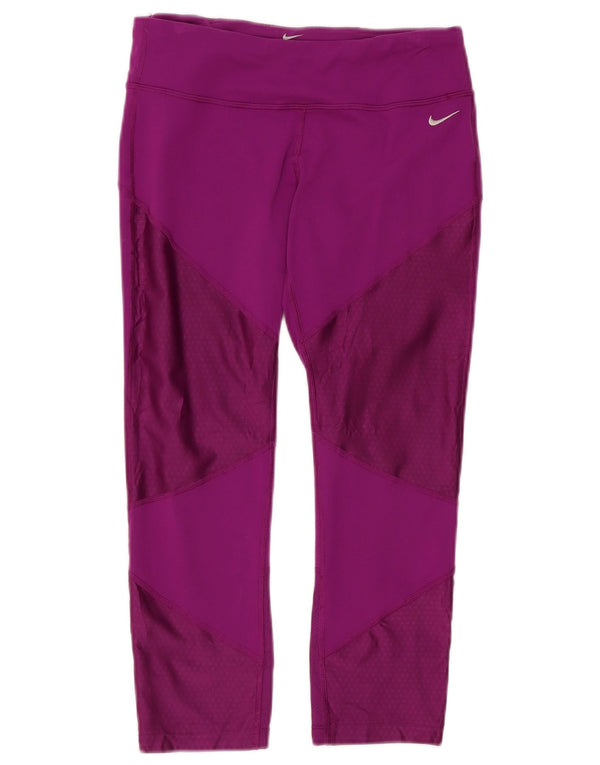 Nike Womens Capri Leggings UK 12 Médio Roxo Colourblock Nylon