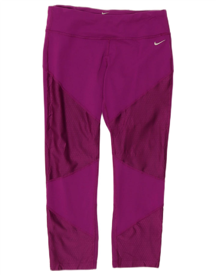 Nike Womens Capri Leggings UK 12 Médio Roxo Colourblock Nylon