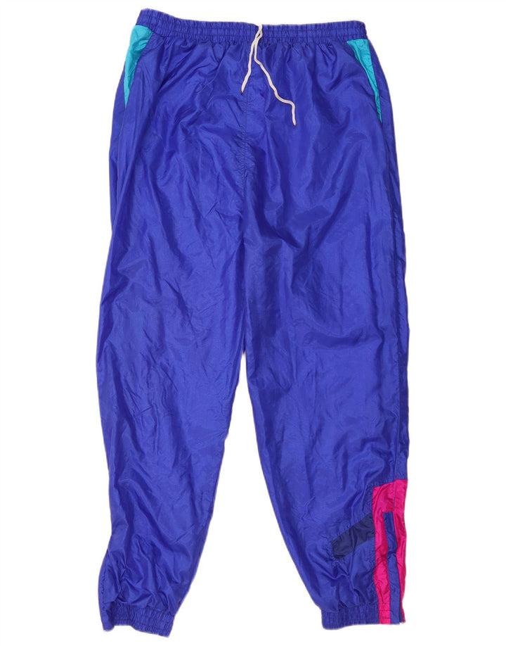Calça de treino masculina vintage joggers grande azul colorblock poliamida