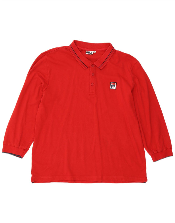 Camisa polo masculina Fila de manga comprida 2XL algodão vermelho