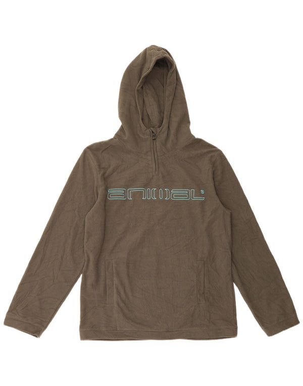 Animal Mens Fleece Zip Neck Hoodie Jumper Médio Poliéster Khaki