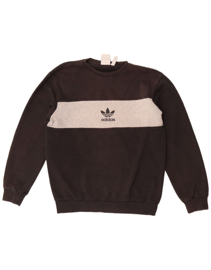 Adidas masculino gráfico moletom jumper pequeno preto colorblock algodão