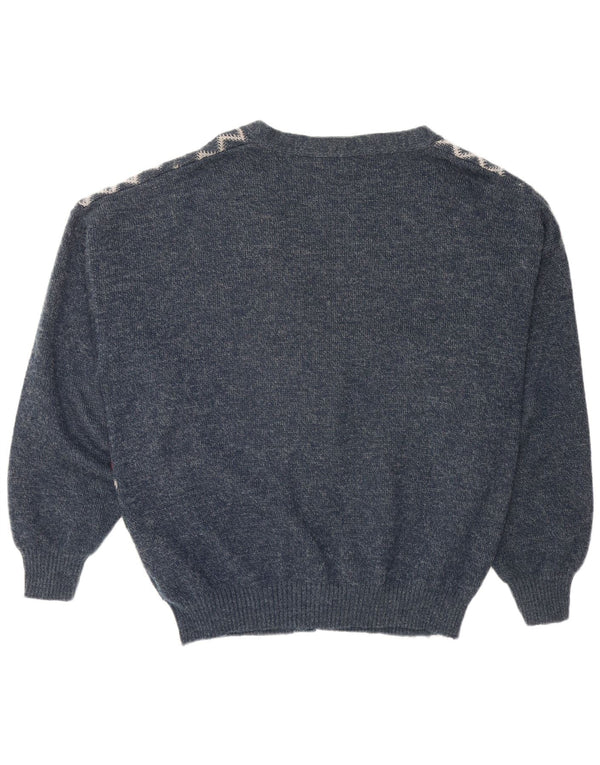 Suéter cardigã masculino CANDA de ajuste solto 2XL azul marinho Argyle/acrílico diamante