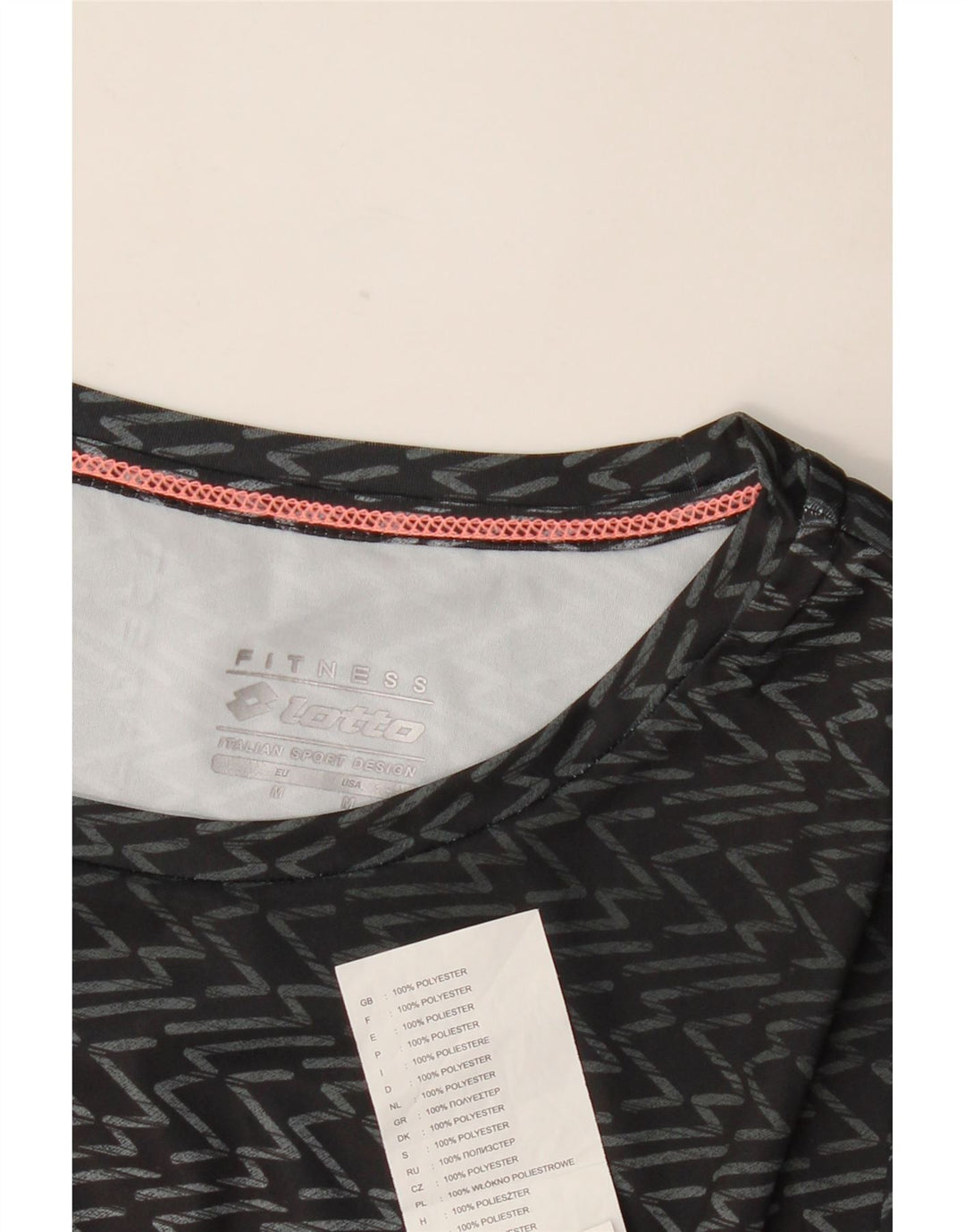 Camiseta feminina Lotto UK 12 poliéster Chevron preto médio