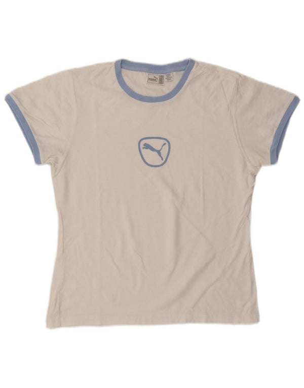 Puma Camiseta Feminina Graphic Top UK 14 Médio Branco