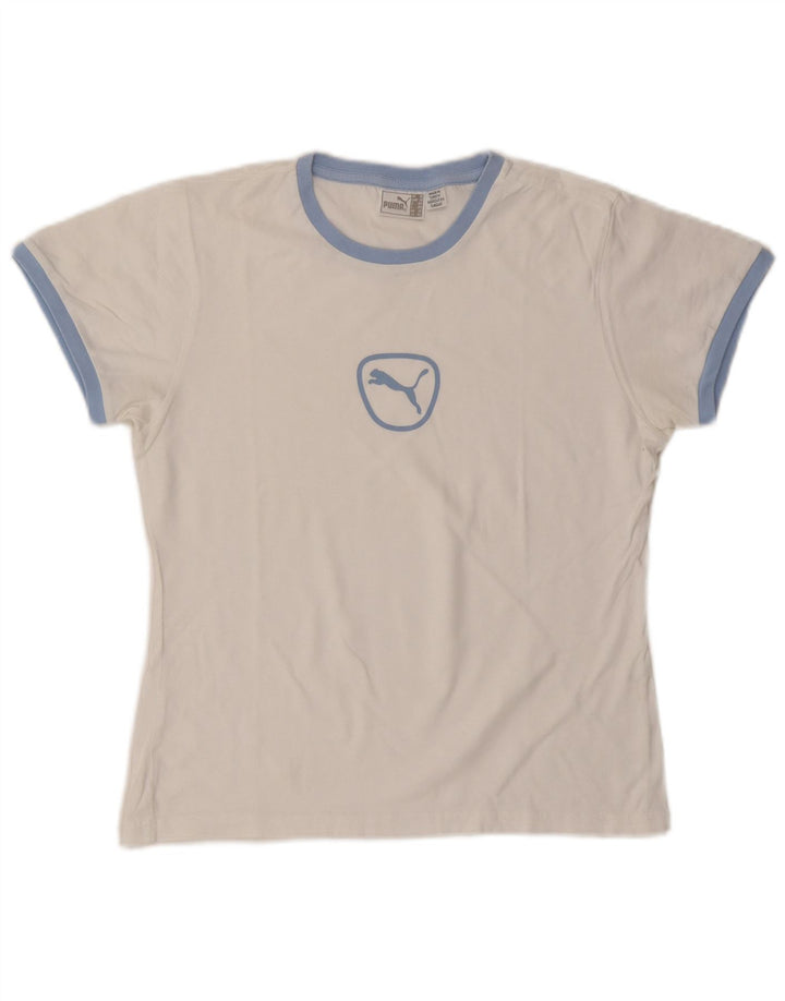 Puma Camiseta Feminina Graphic Top UK 14 Médio Branco