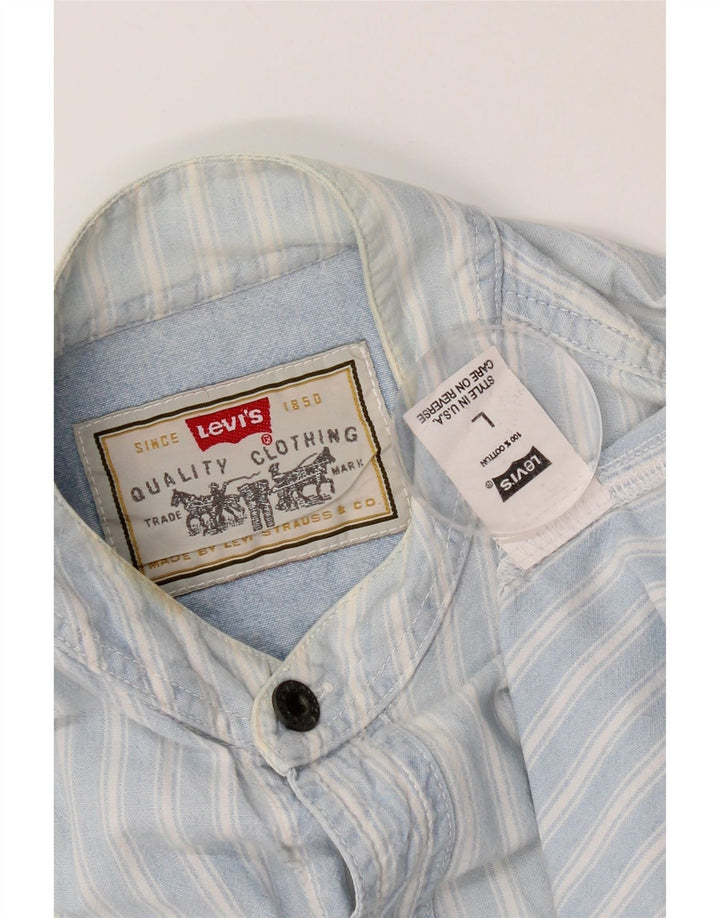 Camisa masculina de manga curta Levi's grande algodão listrado azul