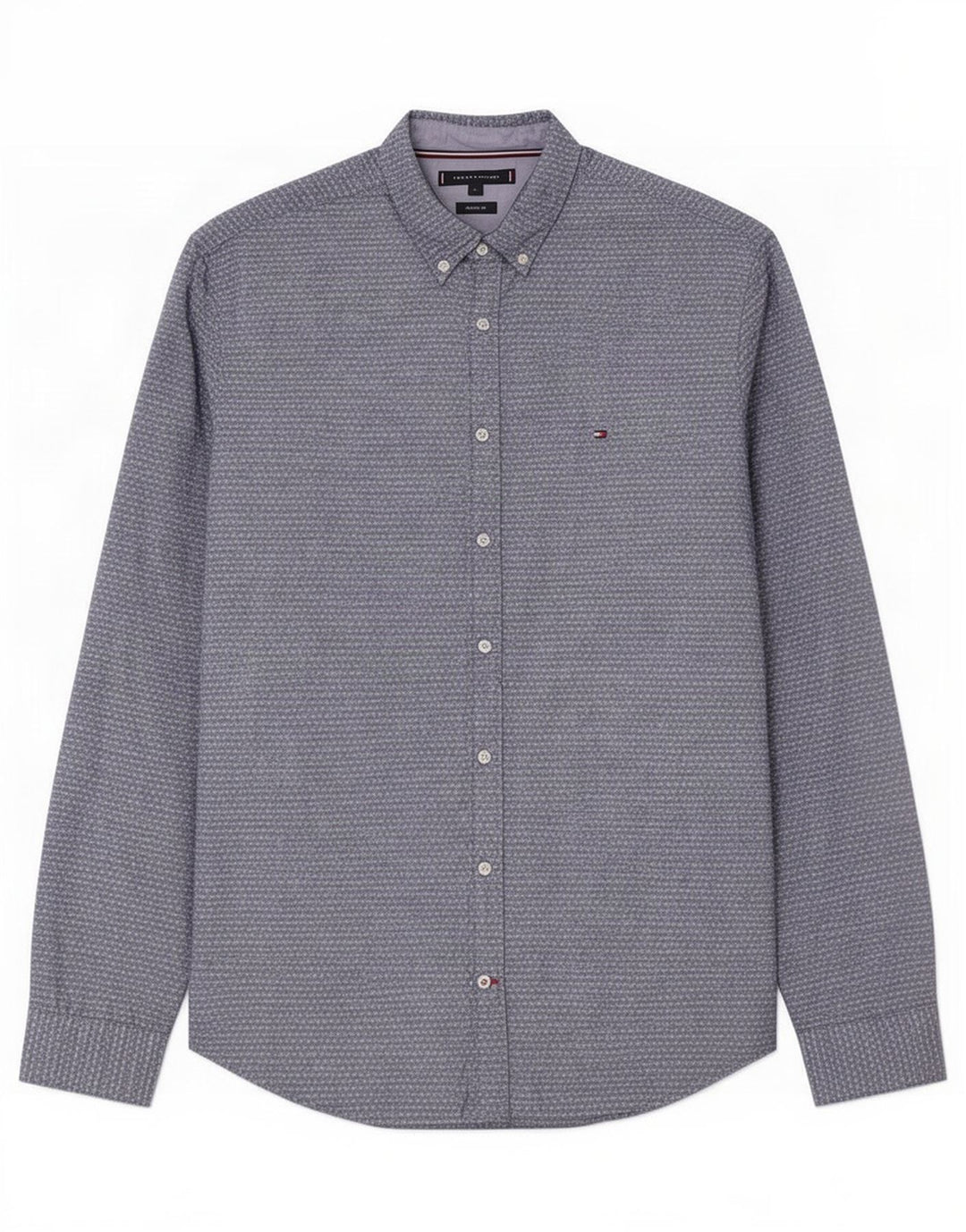 Camisa masculina Tommy Hilfiger Regular Fit grande algodão manchado azul