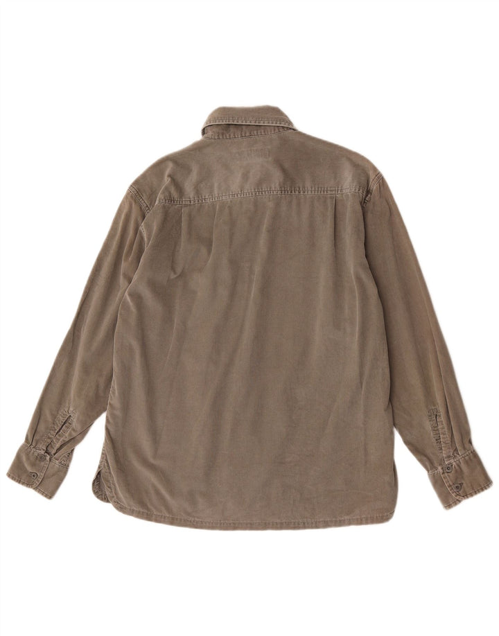 Wrangler Camisa masculina de veludo cotelê cinza médio