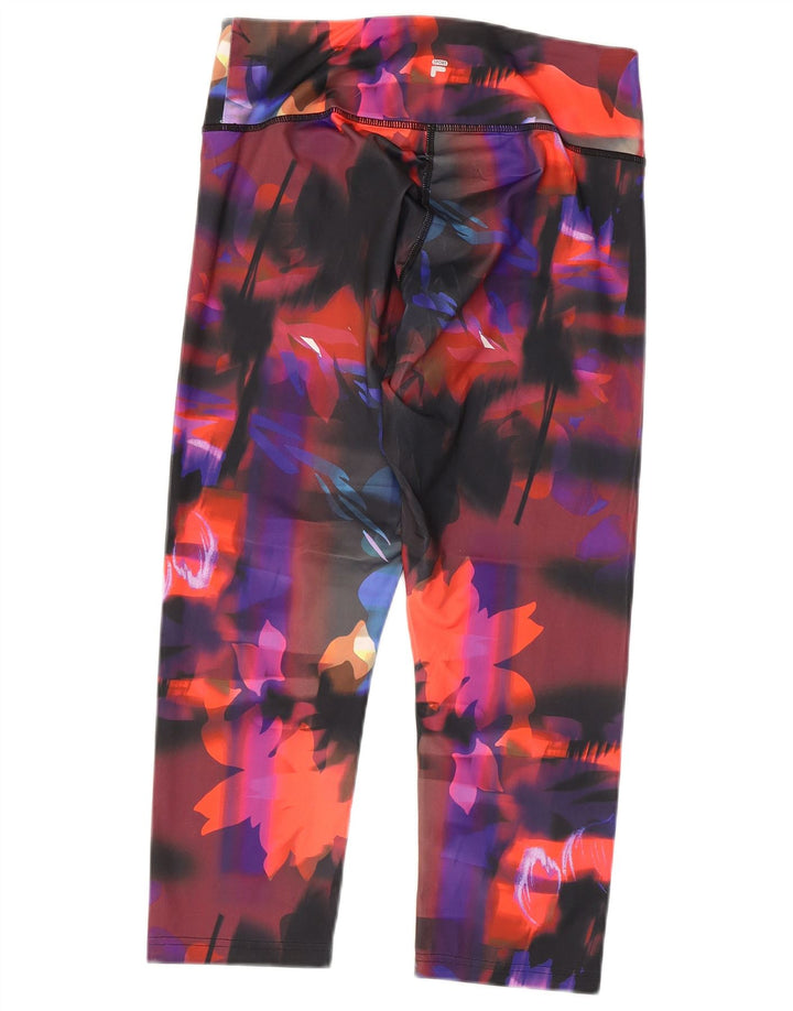 FILA Womens Capri Leggings UK 14 Grande Poliéster Floral Multicolorido