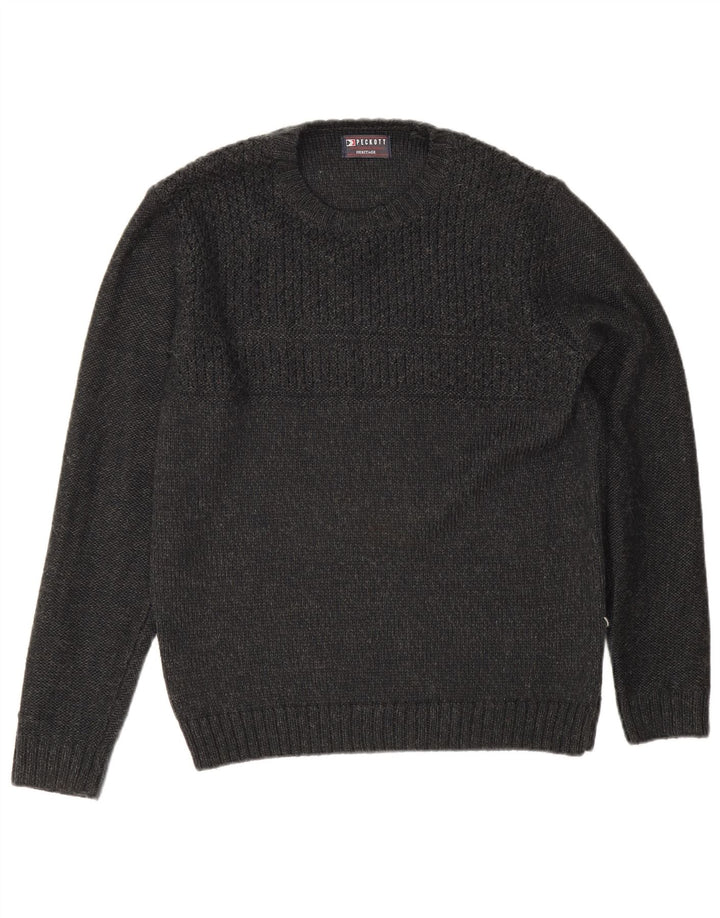 Suéter masculino Peckott Heritage com gola redonda cinza médio poliacrílico