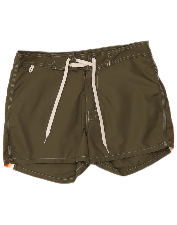 Shorts de natação masculino Sundek pequeno listrado cáqui de nylon