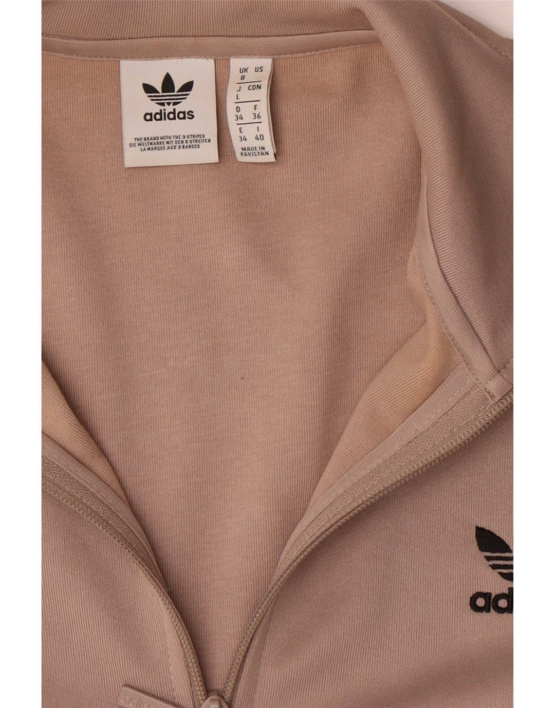 Adidas Womens Oversized Tracksuit Top Jacket UK 8 Pequeno Bege Poliéster
