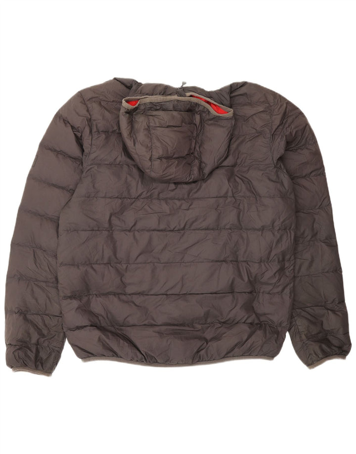 Jaqueta masculina acolchoada com capuz Jack Wolfskin Reino Unido 40/42 poliéster cinza grande