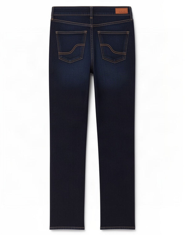 Calça jeans reta feminina Fat Face UK 12 médio W30 L30 algodão azul marinho
