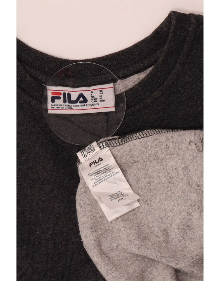 Fila moletom masculino jumper médio cinza algodão