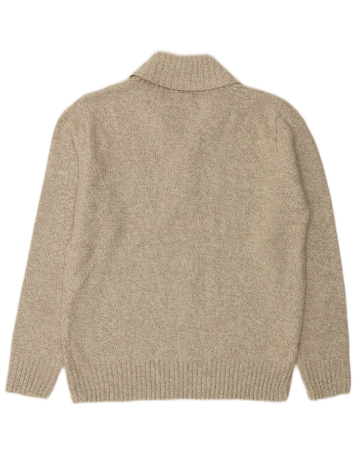Suéter masculino Marks & Spencer com gola xale e acrílico manchado verde médio