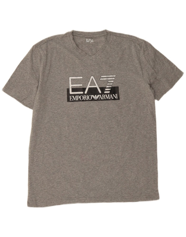 Camiseta gráfica masculina Emporio Armani Top 2XL cinza manchado