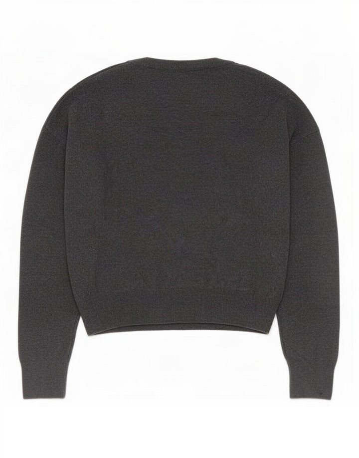 Zara Suéter feminino oversized com decote em V Reino Unido 10 pequeno cinza poliamida