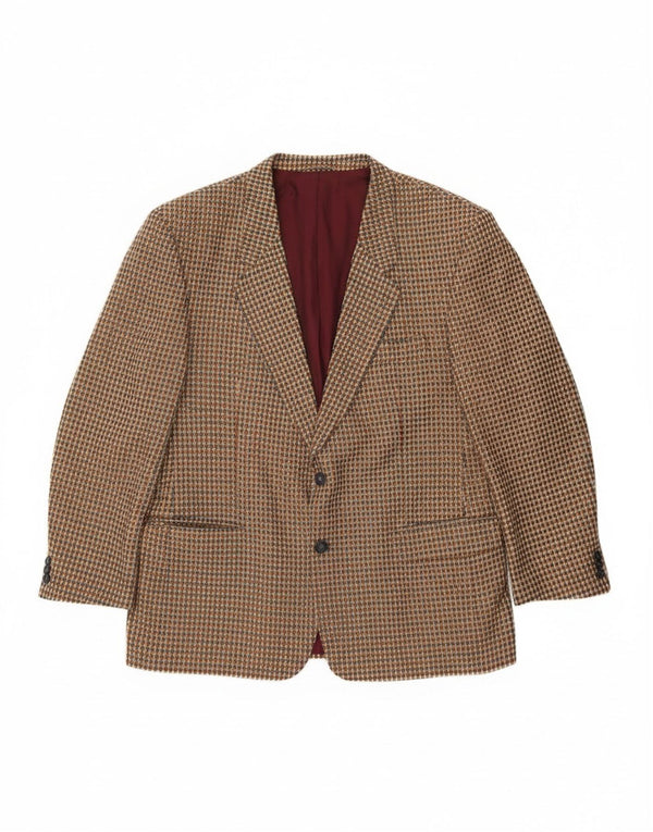 Luigi Botto Mens 2 Button Blazer Jacket UK 40 Large Beige Houndstooth Wool