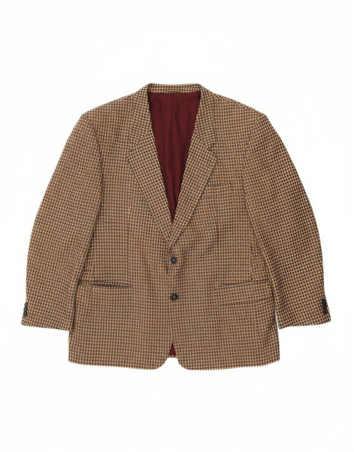 Jaqueta blazer masculina Luigi Botto com 2 botões Reino Unido 40 grande lã houndstooth bege