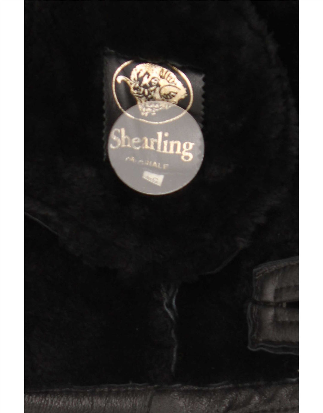 Jaqueta masculina vintage de shearling IT 54 2XL preta shearling