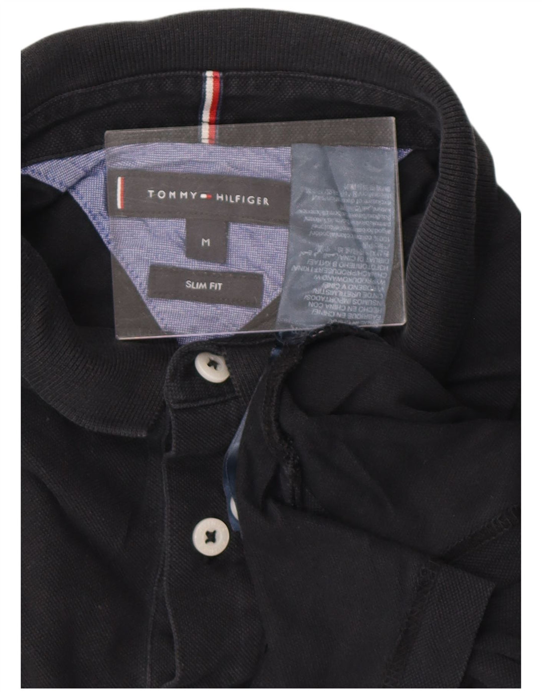 Camisa polo masculina TOMMY HILFIGER slim fit de algodão preto médio