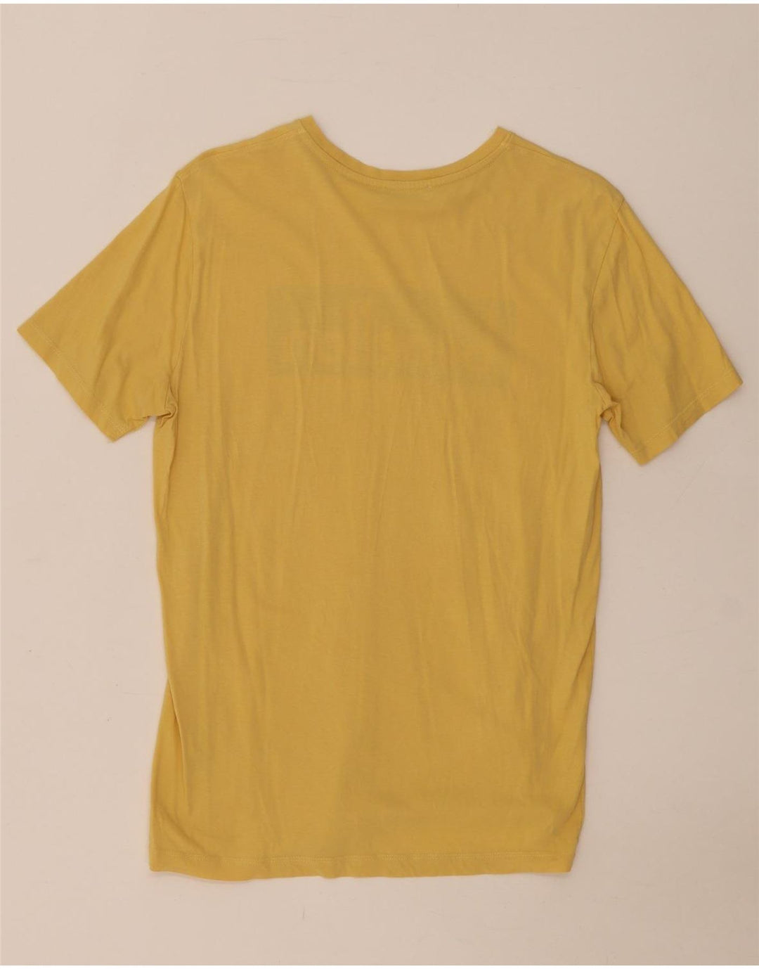 Camiseta masculina gráfica Benetton Top médio algodão amarelo